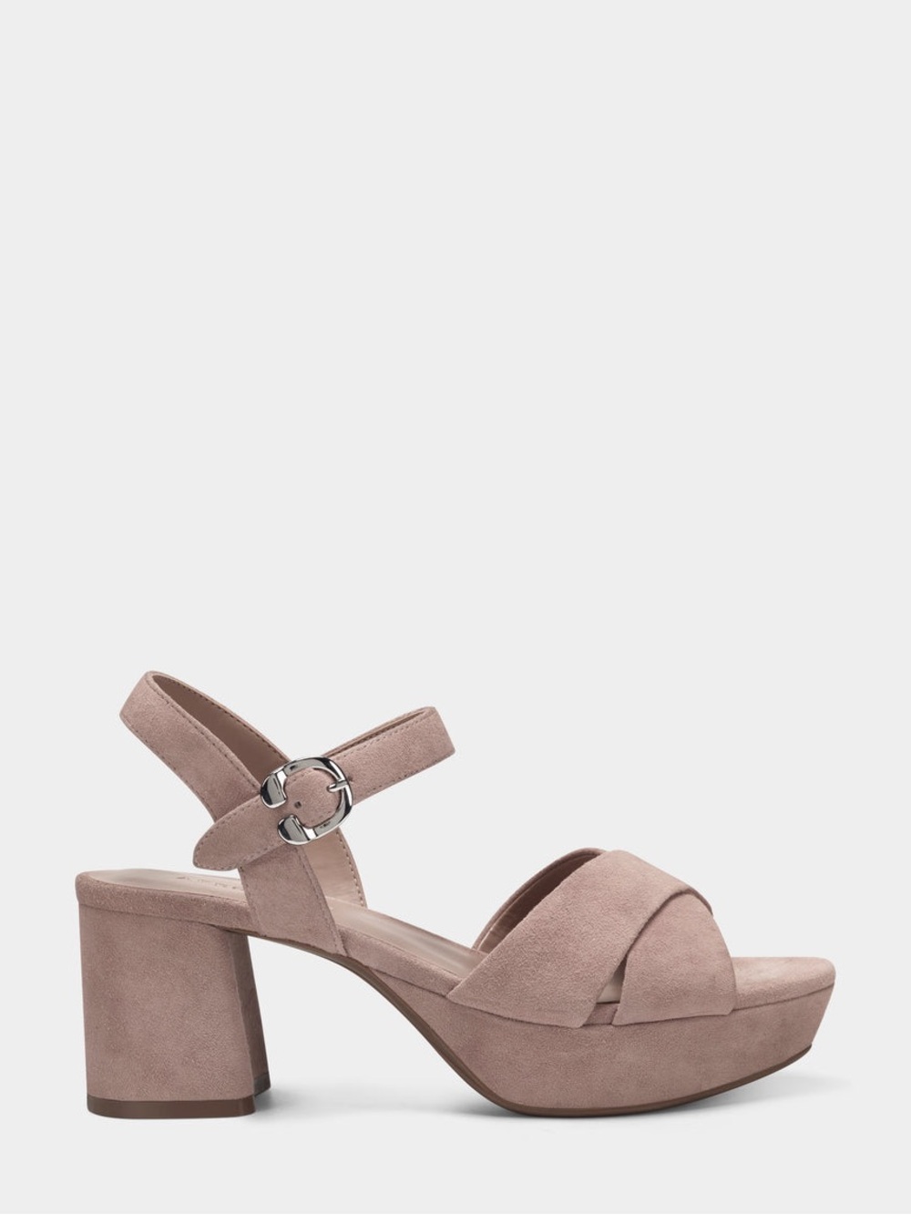 AEROSOLES Blush Suede Platform Block Heel Sandal